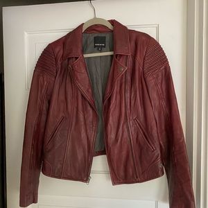 Burgundy leather sz M Trouve biker/moto jacket